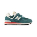 Bild von New Balance Kinder 574 HOOK & LOOP in Grün/Rot, Leather, Größe 33