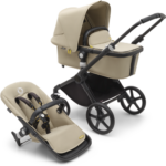 Bild von Bugaboo Fox Cub Kinderwagen mit Liegeaufsatz und Sitz Sonnendach in Desert Beige, Bezüge in Desert Beige, schwarzes Ge