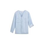 Bild von TOM TAILOR Damen Plus Size – Gestreifte Bluse mit Brusttaschen, blau, Gestreift, Gr. 44