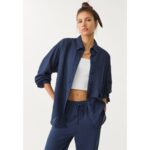 Bild von Stradivarius Hemd mit Leinenanteil  Marineblau S