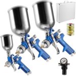 Bild von Tectake 3 HVLP Lackierpistolen (0,8/1,3/1,7mm Düse) inkl. Silikonentferner – blau