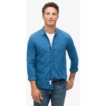 Bild von 79.99 Superdry Herren The Merchant Store – Grandad-hemd in Indigoblau Hellblau – Größe: XL