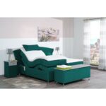 Bild von Meisterbetten Boxspringbett Huss 200×200 in VS-Türkis, Matratzenbezug Nano, Ergoflex-Topper Grün 200×200