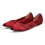 Bild von Tringa Frauen Schuhe Frühling Sommer Herbst Neue Leopardenmuster Einfarbig Ballerinas Gestrickte Bequeme Spitze Schuhe Flache Schuhe Plus Größe Rot 40