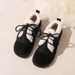 Bild von Maksim Shoes Warme Damenschuhe, Plüsch-Flats, Rutschfeste Outdoor-Stiefel Für Breite Füße Und Pralle Füße Im Winter Schwarz 38