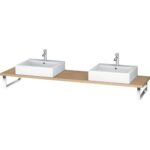 Produktbild von Duravit L-Cube Konsole für Aufsatzbecken und Einbauwaschtische, Plattenstärke 30mm, Größe 1900x480mm, mit 2 Ausschnitten, Farbe (Front/Korpus): Europäische Eiche Dekor