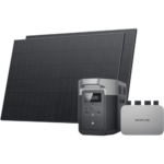Bild von EcoFlow Germany EcoFlow PowerStream Balkonkraftwerk 800W für Wand   Bundles: 800W + 2 x 400W Starres Solarpanel + DELTA 2 Max (2kwh) mit Batteriekabel   Zubehör: 2 x Hakenkit   Mehrwertsteuer: Inkl. MwSt.