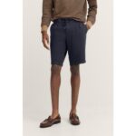 Bild von Bermudas BUGATTI, Herren, Gr. 54, Normalgrößen, 380, marine, 76% Baumwolle, 23% Leinen, 1% Elasthan, unifarben, casual, normal, Hosen, aus Baumwoll-Leinen-Mix