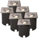 Bild von HOFTRONIC™ 6er-Satz Cody LED Bodeneinbaustrahler Edelstahl – GU10 4,5 Watt 345 Lumen dimmbar – 2700K warmweiß – schwenkbar – Befahrbar – quadratisch – IP67 wasserdicht