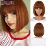 Bild von Xinran Schwarze Kurze Bob-Perücke, Gerade, Schwarze Bob-Perücke Mit Pony, 25,4 Cm, Gerade Bob-Pony-Perücke Für Frauen, Natürlich Aussehend, Für Den Tä