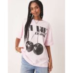 Bild von ASOS DESIGN – Oversize-T-Shirt in Rosa mit Kirsch-Grafikprint Rosa M