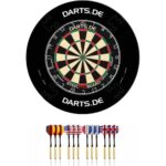 Bild von Hergestellt für: Trainingsunterlagen24 GmbH Darts.de Set – Dartscheibe (Dartboard) mit 12 Dartpfeilen und Auffangring