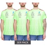 Bild von 3er Sparpack Mercedes-Benz AMG Petronas F1 Herren T-Shirt mit Sponsoren-Logos Kurzarm-Shirt 701223440 001 Neon-Grün – männlich – Size: L