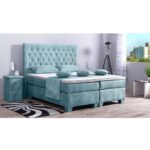 Bild von Meisterbetten Boxspringbett Vila 120×220 in DS-Azurro, Matratzenbezug Nano, Ergoflex-Topper Grün 120×220