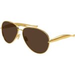 Bild von Bottega Veneta Unisex BV1305S 007 Sonnenbrillen Metall Gold Braun Pilot