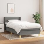 Bild von vidaXL Möbel Boxspringbett mit Matratze Dunkelgrau 90×200 cm Stoff – Klassische Betten 3130322