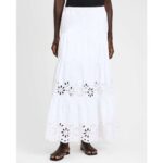 Bild von Kate Spade New York Maxirock Mit Gänseblümchen-Lochstickerei, Gestuft Fresh White XXS female