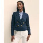 Bild von Brooks Brothers Gekürzter Doppelreiher Faille-blazer Frau  Marineblau 2