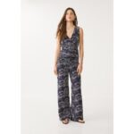Bild von Stradivarius Besticktes Top mit Leinen  Marineblau XL