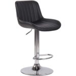 Bild von TPFLiving Barhocker Lento Gestell Metall in Chromoptik Kunstleder – Schwarz