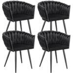 Bild von Tectake Set Esszimmerstuhl Astano Samt, Knotendesign – schwarz, 4er Set